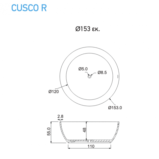 Μπανιέρα ελεύθερης τοποθέτησης Sirene Cusco Round Ø153 cm Λευκό Ματ